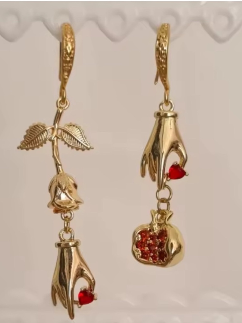 Enchanted Rose Hand Drop Earrings